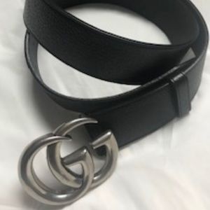 Gucci belt 90x36 Black with silver buckle GG